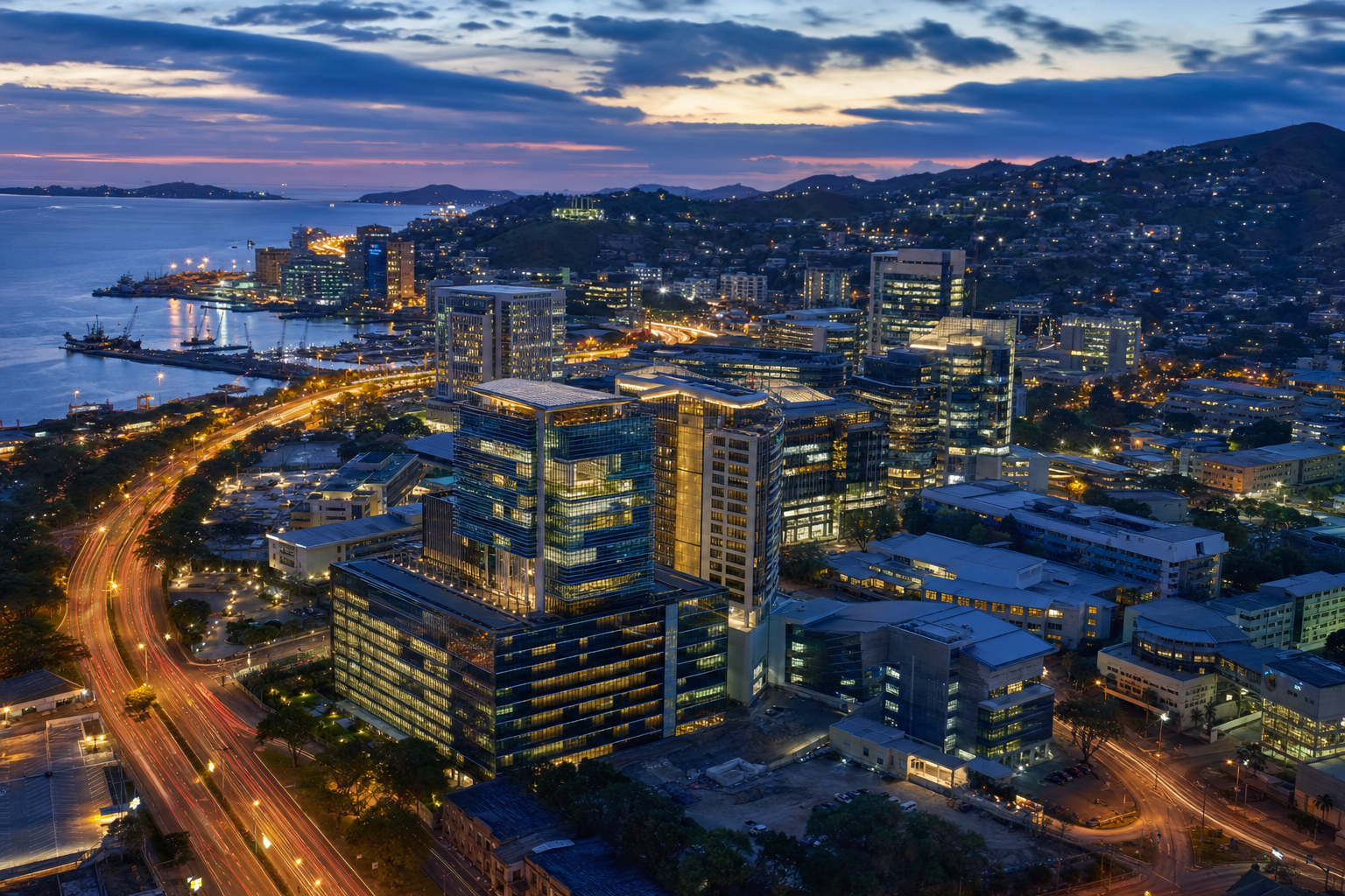 Port Moresby skyline representing smart city development in Papua New Guinea